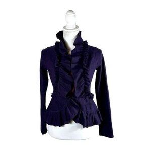 Anthropologie Charlie & Robin Purple Ruffle Wool Cardigan